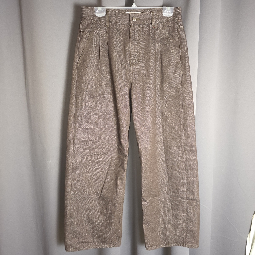 FOTTNERS Mens Brown Two Tuck Wide Leg Jeans Medium Made in Korea